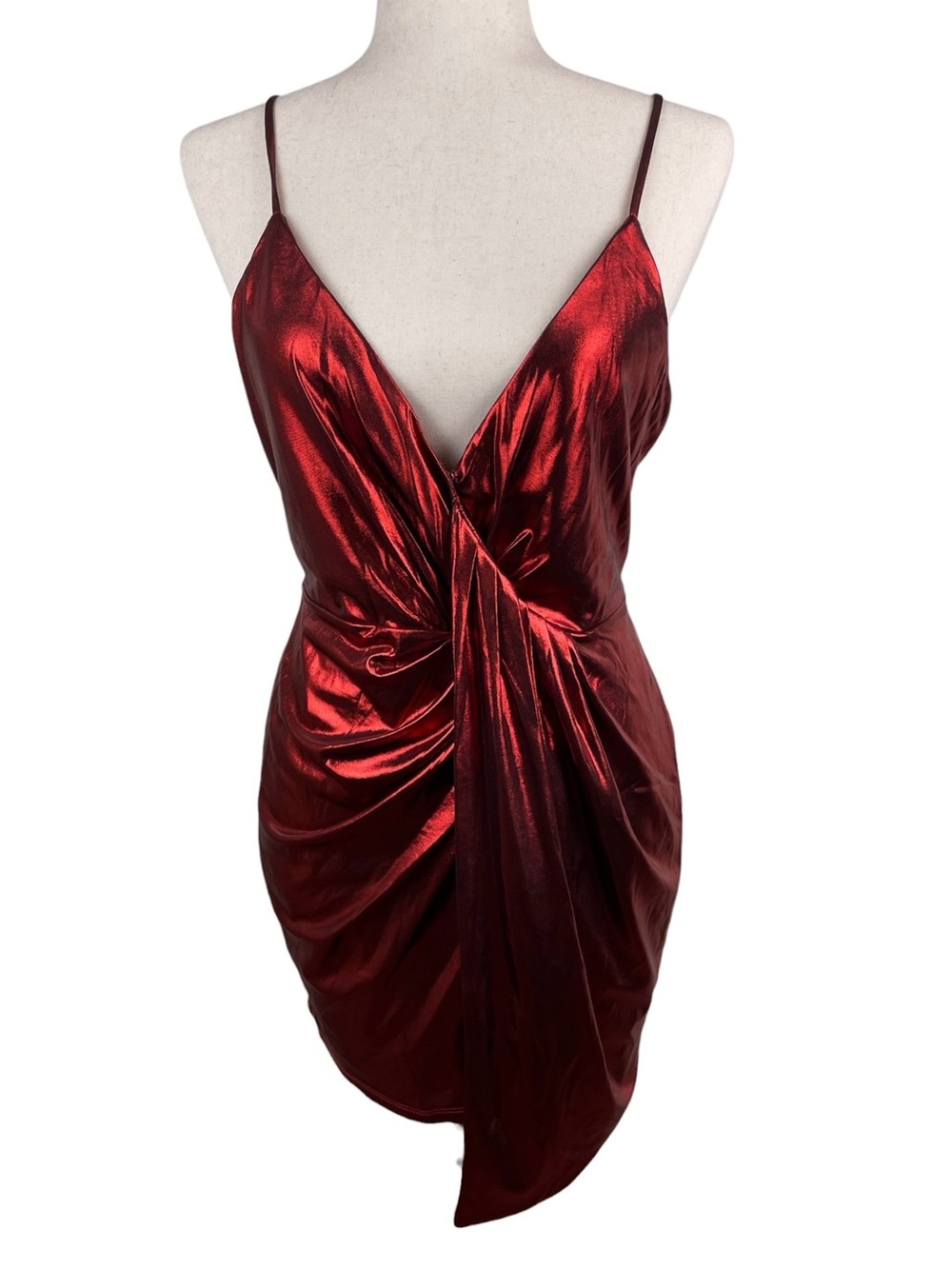 Revolve H:ours Lilith Dress Metallic Dark Red Size Small Draped Mini Going Out